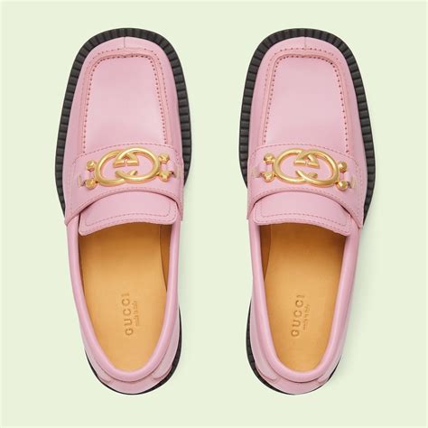 pink loafers gucci